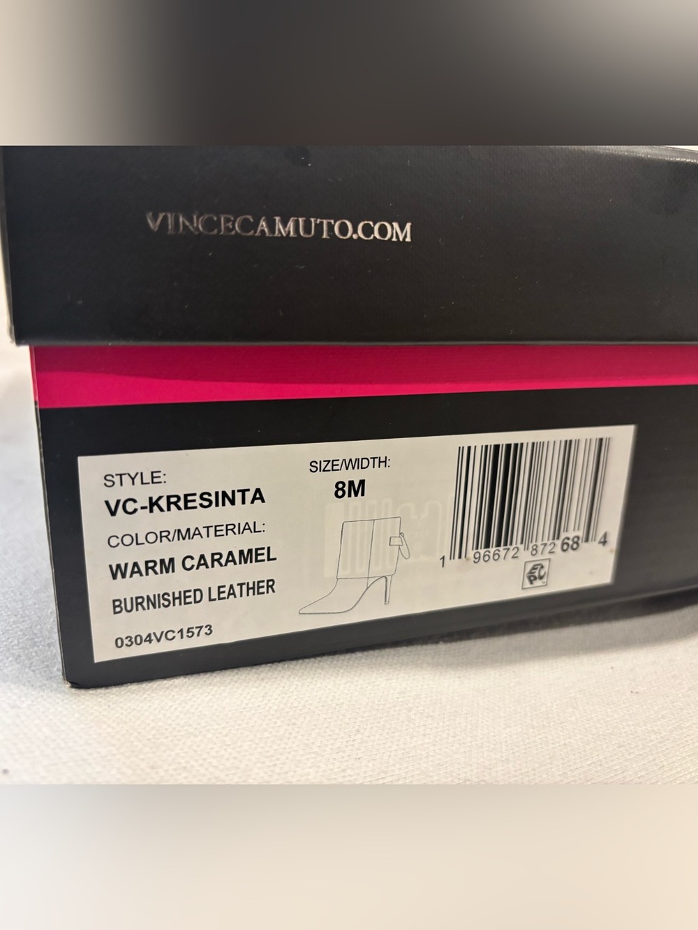 Vince Camuto Cognac Leather Pointed-Toe Stiletto Ankle Boots - Woman’s 8 NWT - Picture 5 of 11